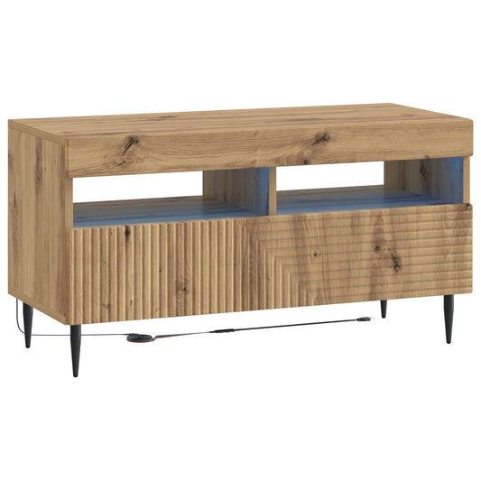 LED TV Cabinet HAARLEM 81 x 35 x 43 cm Artisan Oak LED TV Cabinet HAARLEM 81 x 35 x 43 cm Artisan Oak
