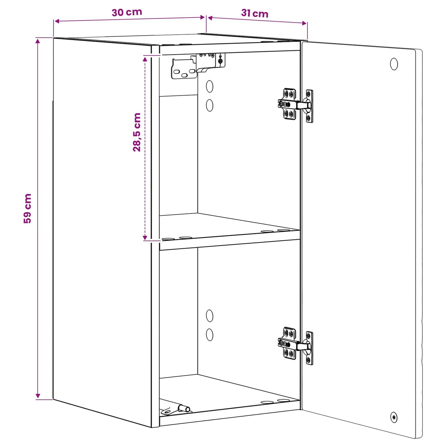 Bathroom Wall Cabinet DELFT Sonoma Oak 30 x 31 x 59 cm