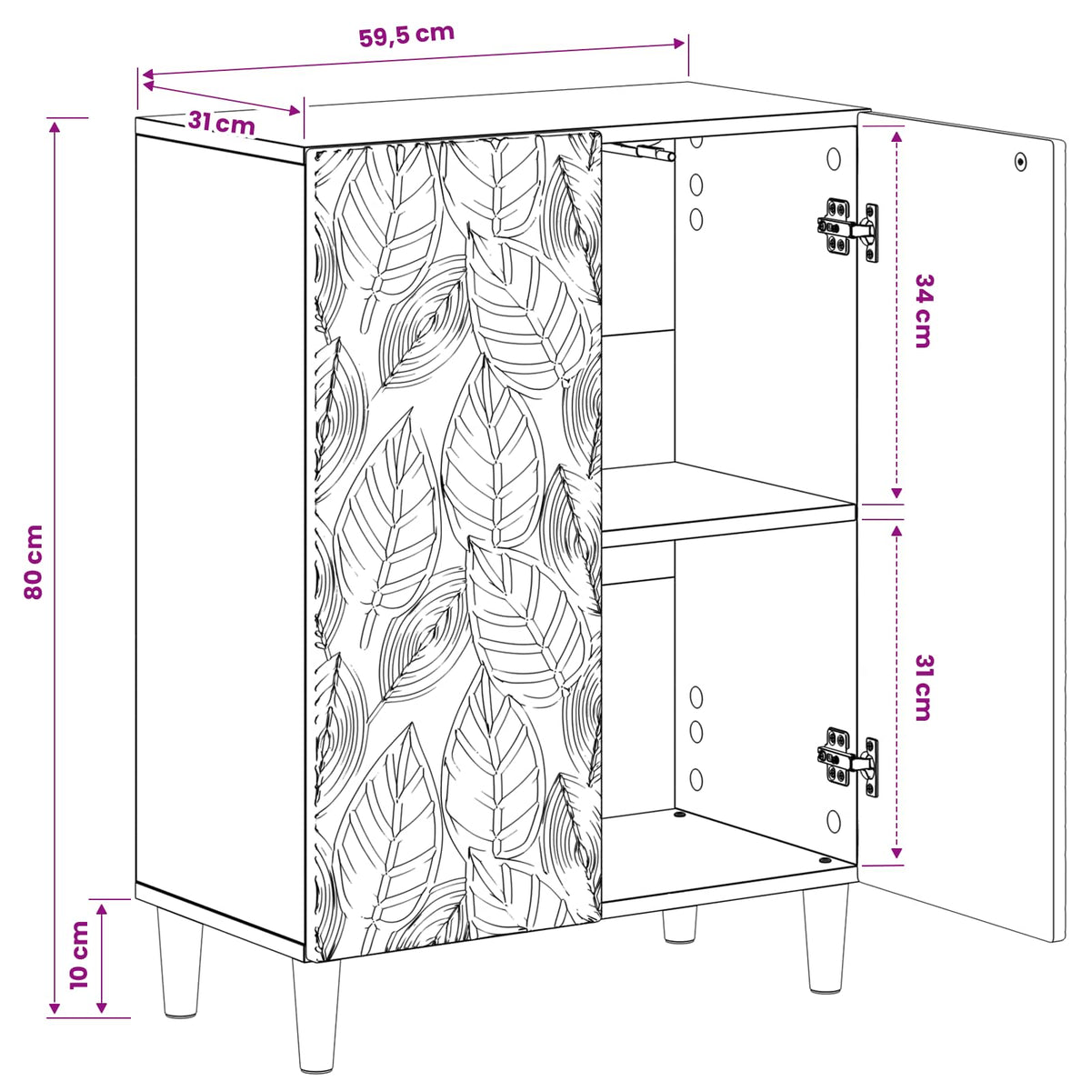 Bathroom Storage Cainet DELFT Grey Sonoma 59.5 x 31 x 80 cm