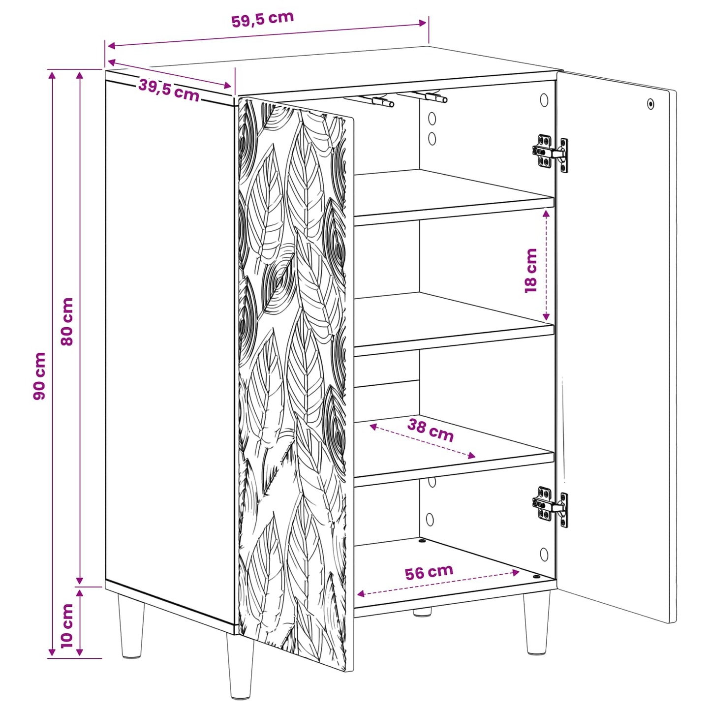 Shoe Cabinet DELFT 59.5 x 39.5 x 90 cm Engineered Wood White