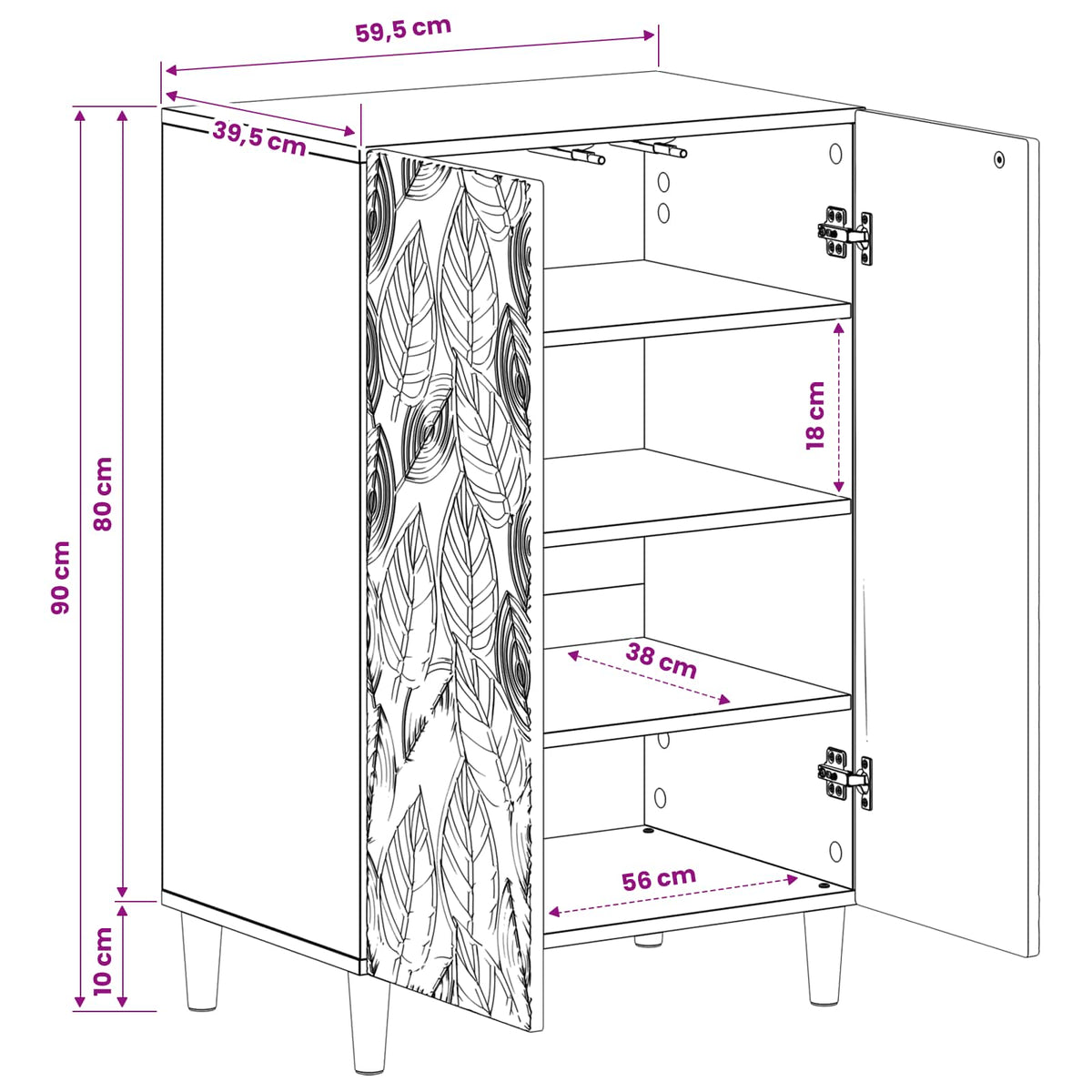 Shoe Cabinet DELFT 59.5 x 39.5 x 90 cm Engineered Wood