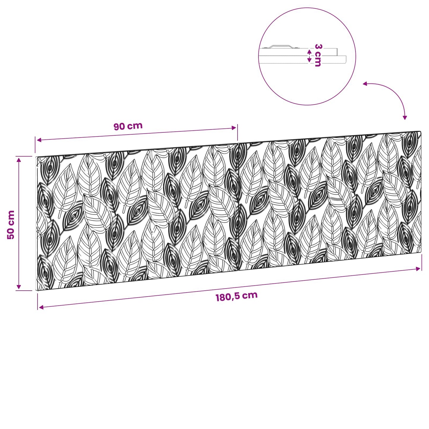 Wall-Mounted Headboard DELFT Grey Sonoma Engineered Wood