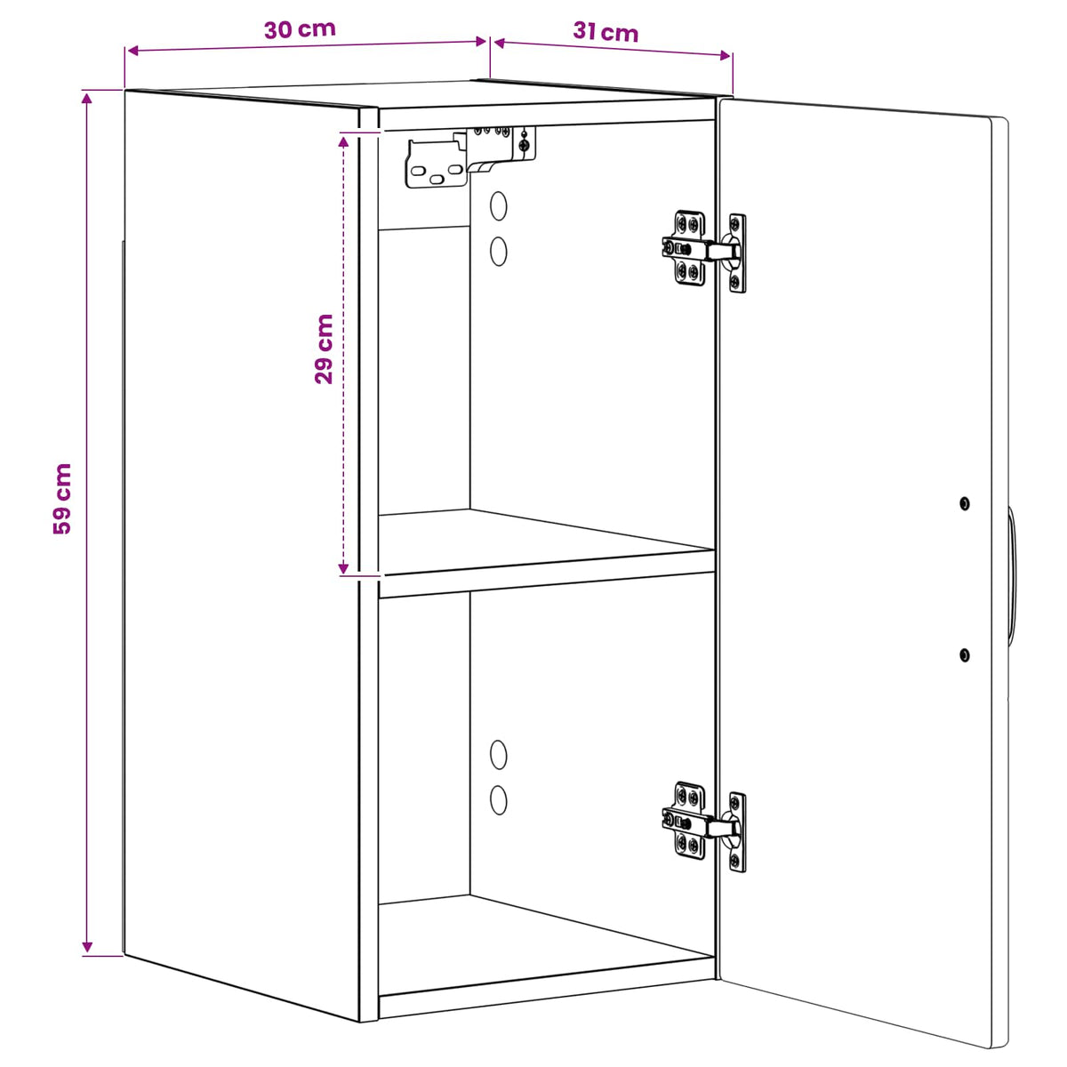 Bathroom Wall Cabinet HOORN Smoked Oak 30 x 31 x 59 cm