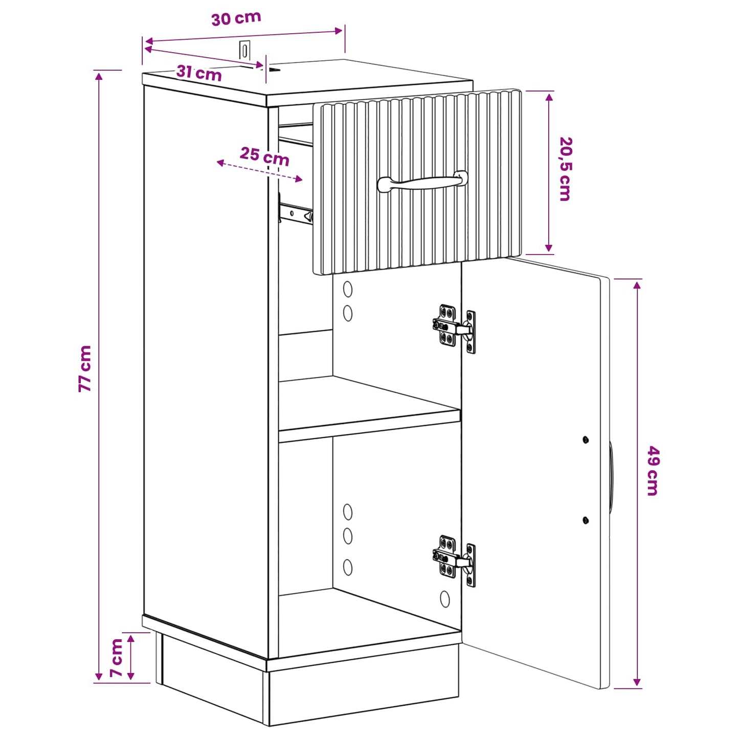 Bathroom Storage Cainet HOORN Artisan Oak 30 x 31 x 77 cm