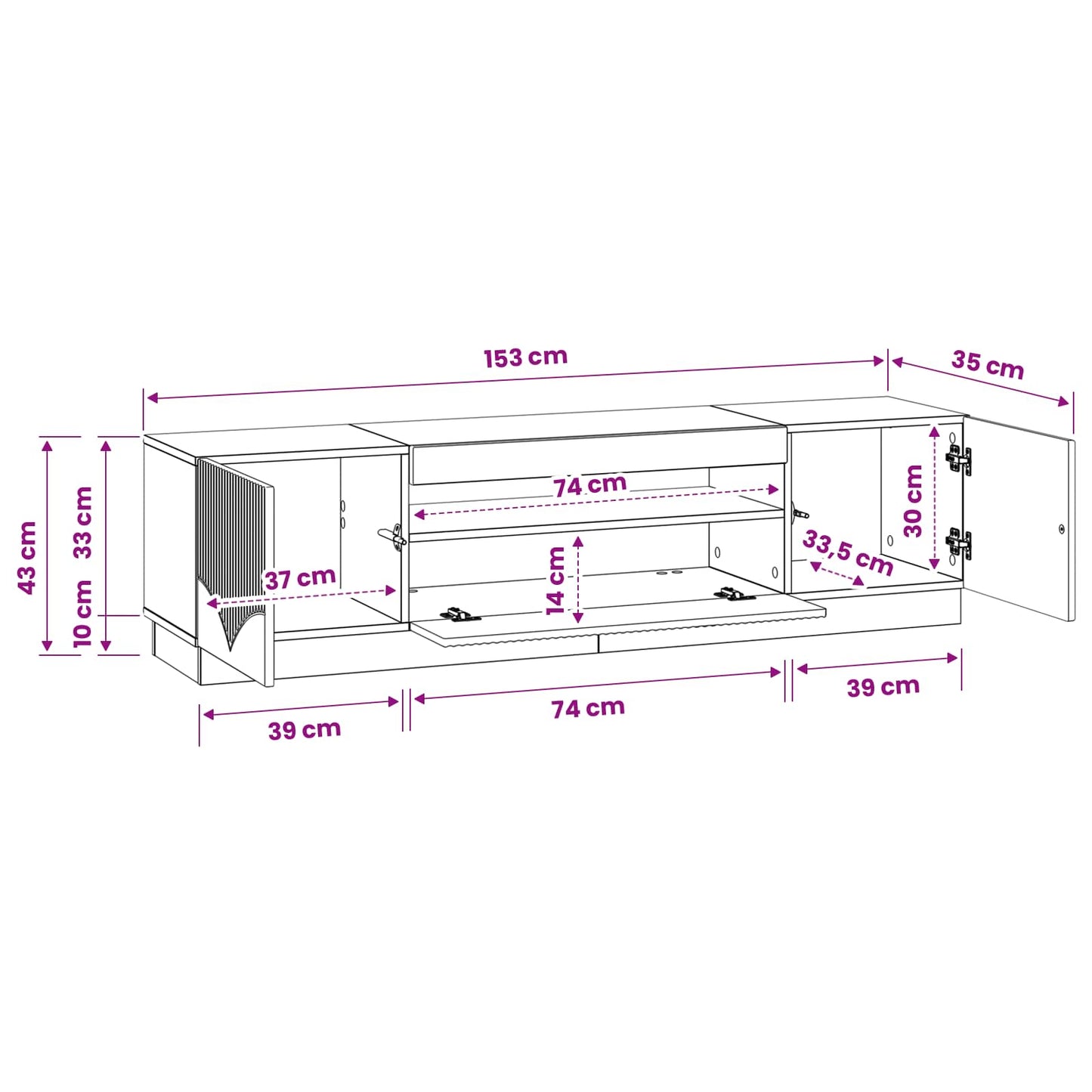 LED TV Cabinet Artisan Oak Engineered Wood
