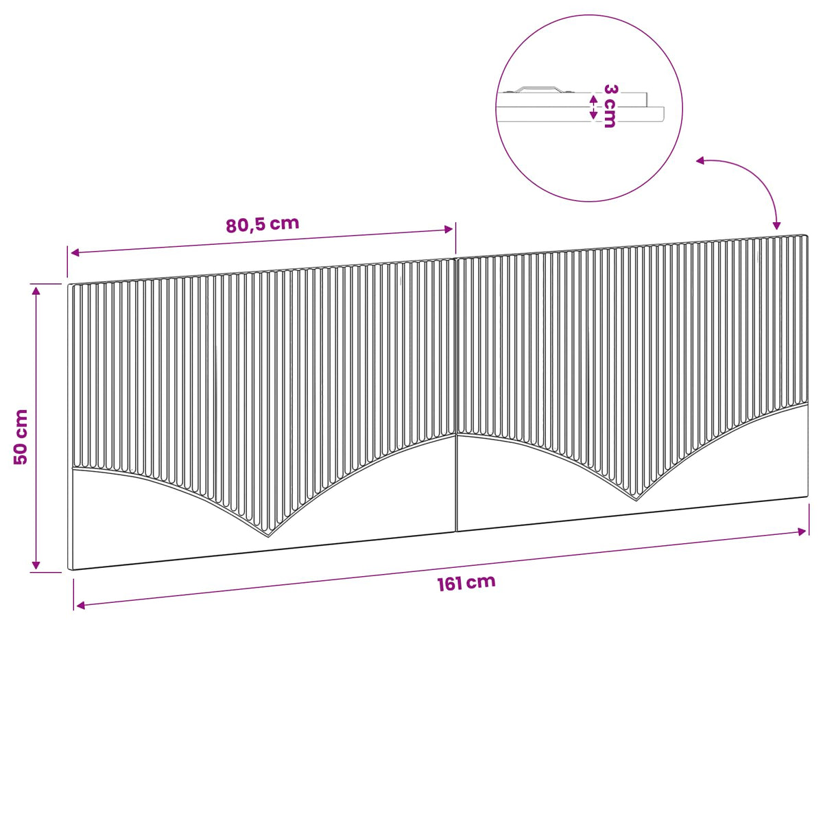 Wall-Mounted Headboard HOORN Smoked Oak Engineered Wood