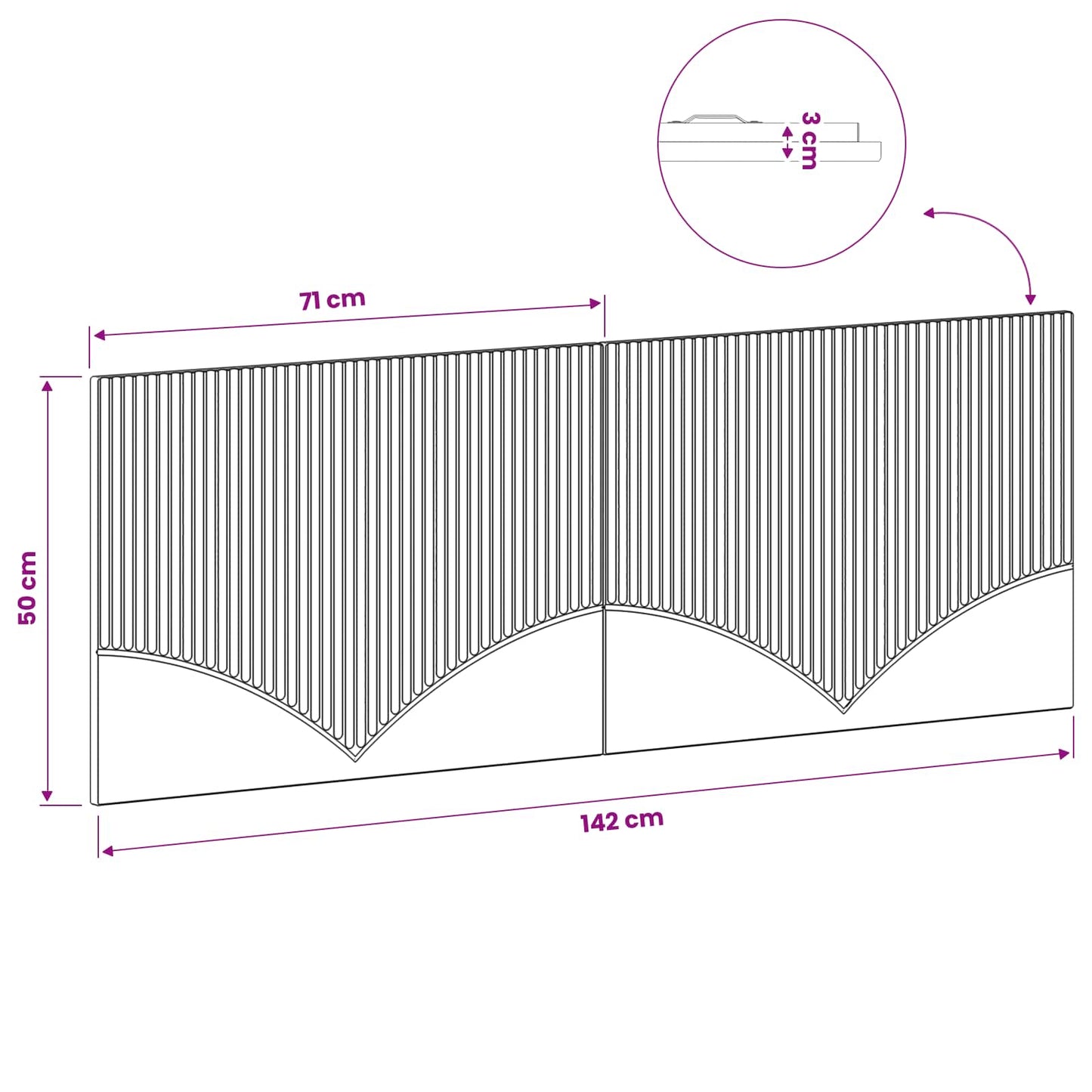 Wall-Mounted Headboard HOORN Sonoma Oak Engineered Wood