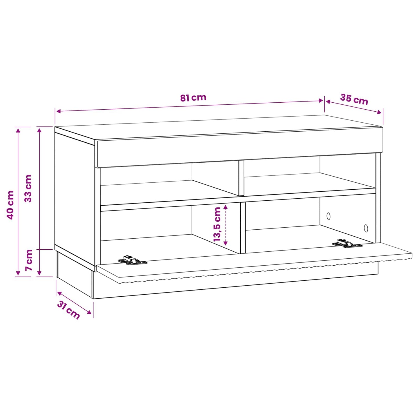 LED TV Cabinet Black Engineered Wood