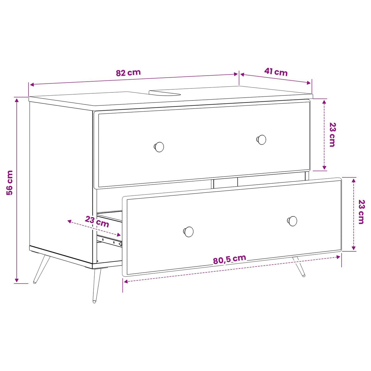 Bathroom Sink Cabinet BREDA Smoked Oak 82 x 41x 59 cm