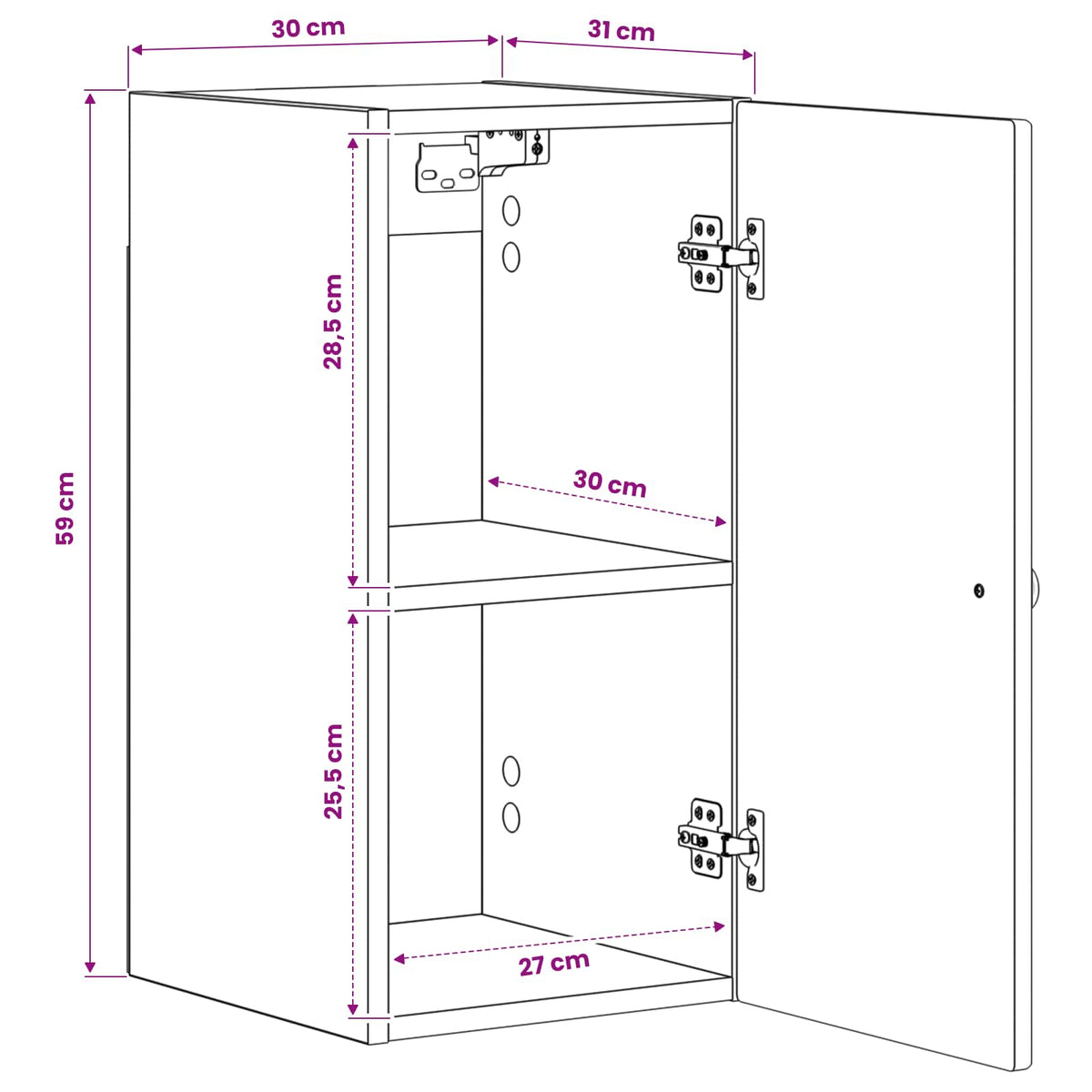 Bathroom Wall Cabinet BREDA High Gloss White 30 x 31 x 59 cm