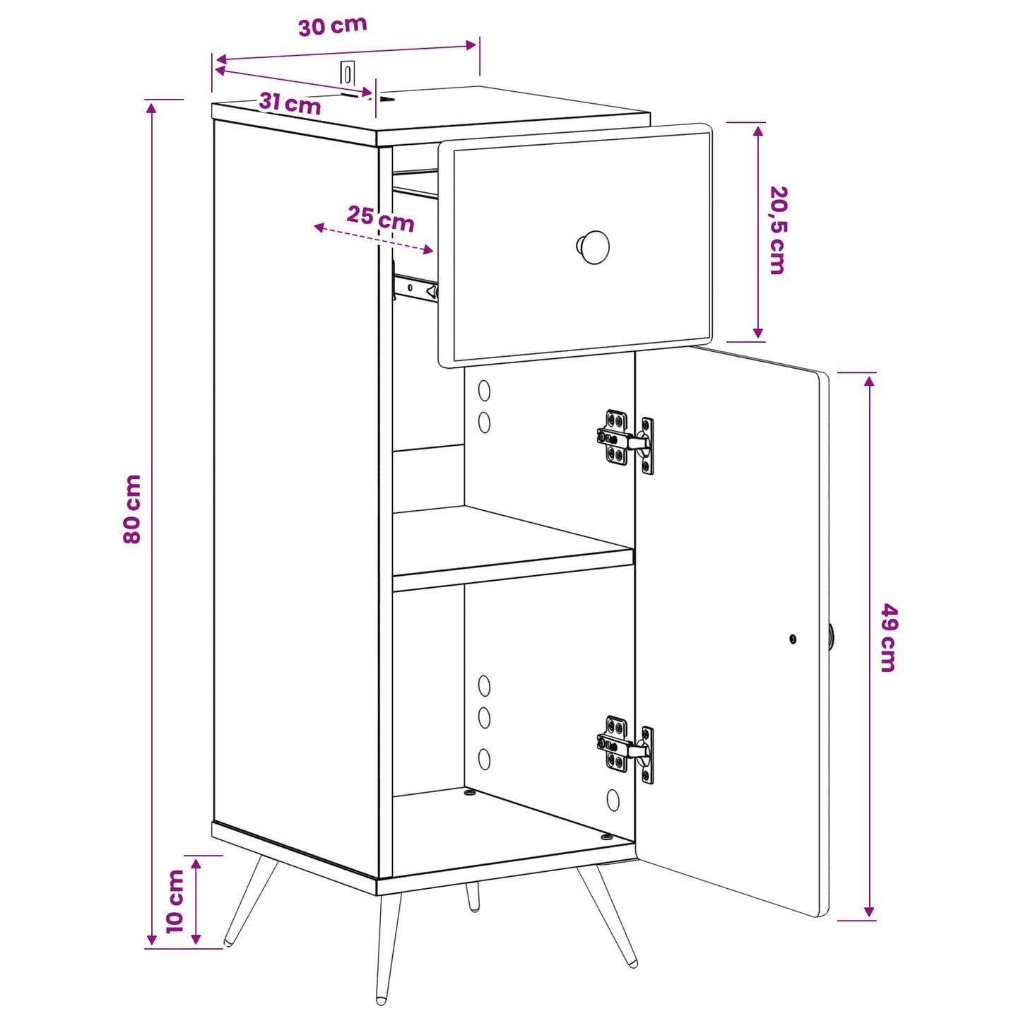 Bathroom Storage Cainet BREDA Grey Sonoma 30 x 31 x 80 cm
