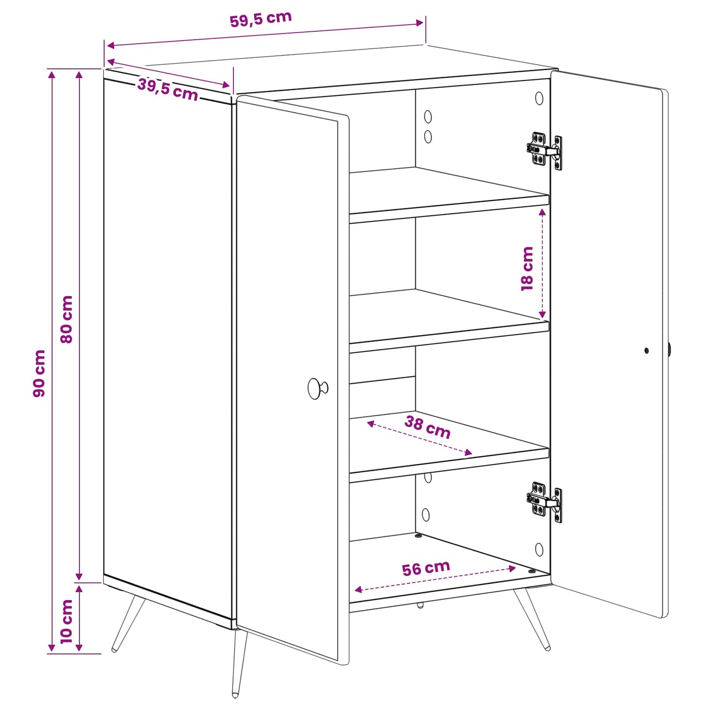 Shoe Cabinet BREDA 59.5 x 39.5 x 90 cm Engineered Wood Black