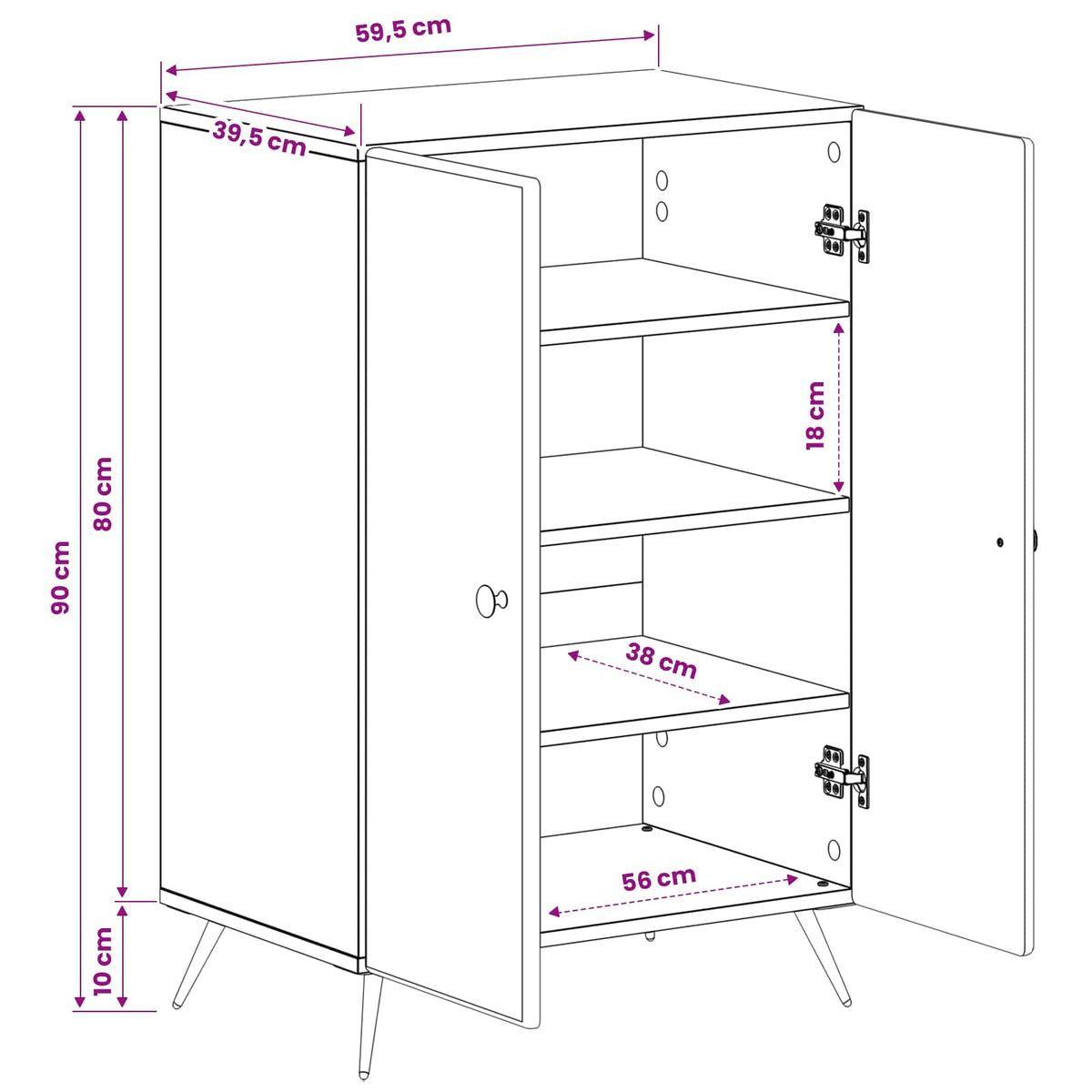 Shoe Cabinet BREDA 59.5 x 39.5 x 90 cm Engineered Wood