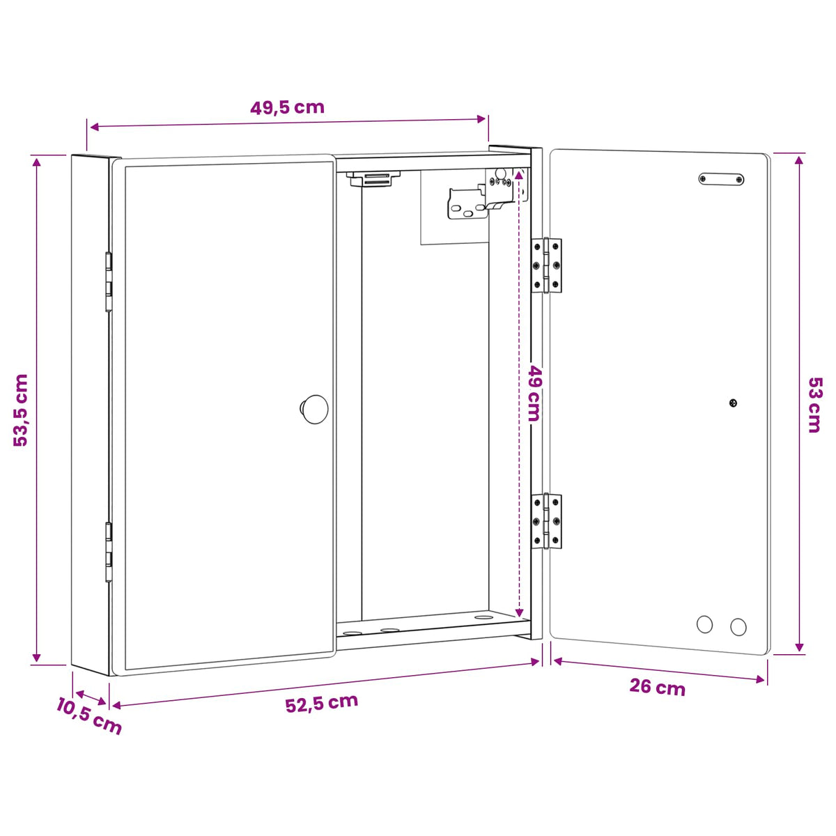 Dartboard Cabinet BREDA White 52.5 x 10.5 x 53.5 cm