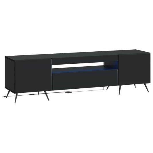 LED TV Cabinet Black Engineered Wood LED TV Cabinet Black Engineered Wood