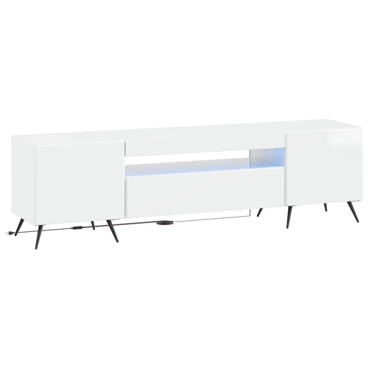 LED TV Cabinet High Gloss White Engineered Wood LED TV Cabinet High Gloss White Engineered Wood