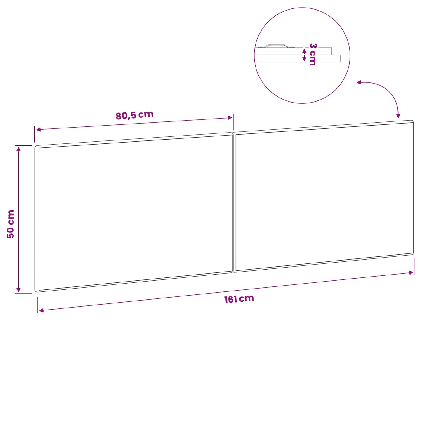 Wall-Mounted Headboard BREDA Grey Sonoma Engineered Wood
