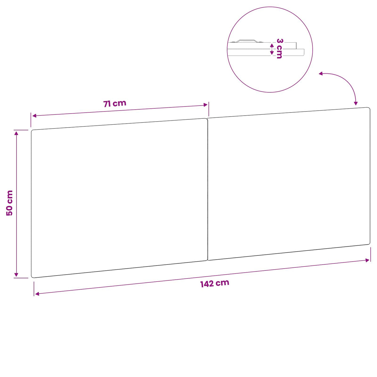 Wall-Mounted Headboard BREDA White Engineered Wood