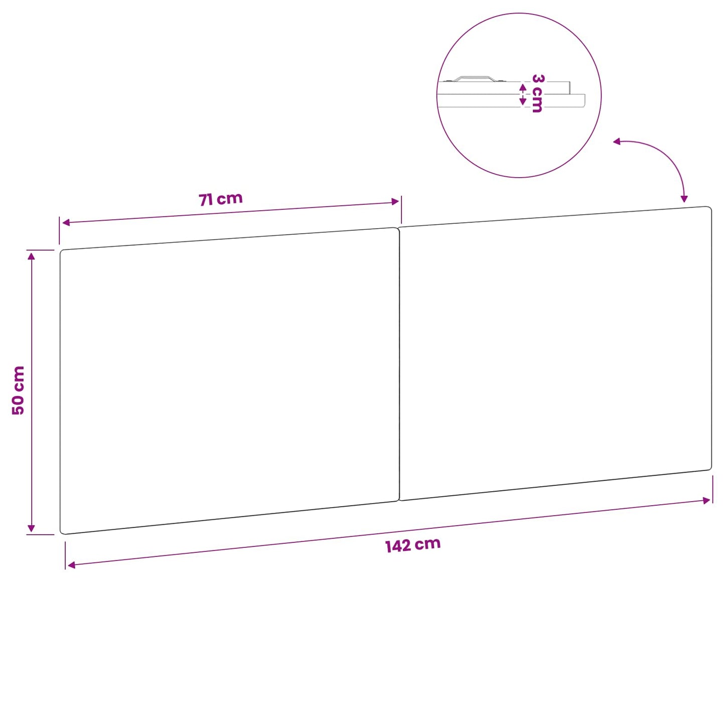 Wall-Mounted Headboard BREDA Concrete Grey Engineered Wood