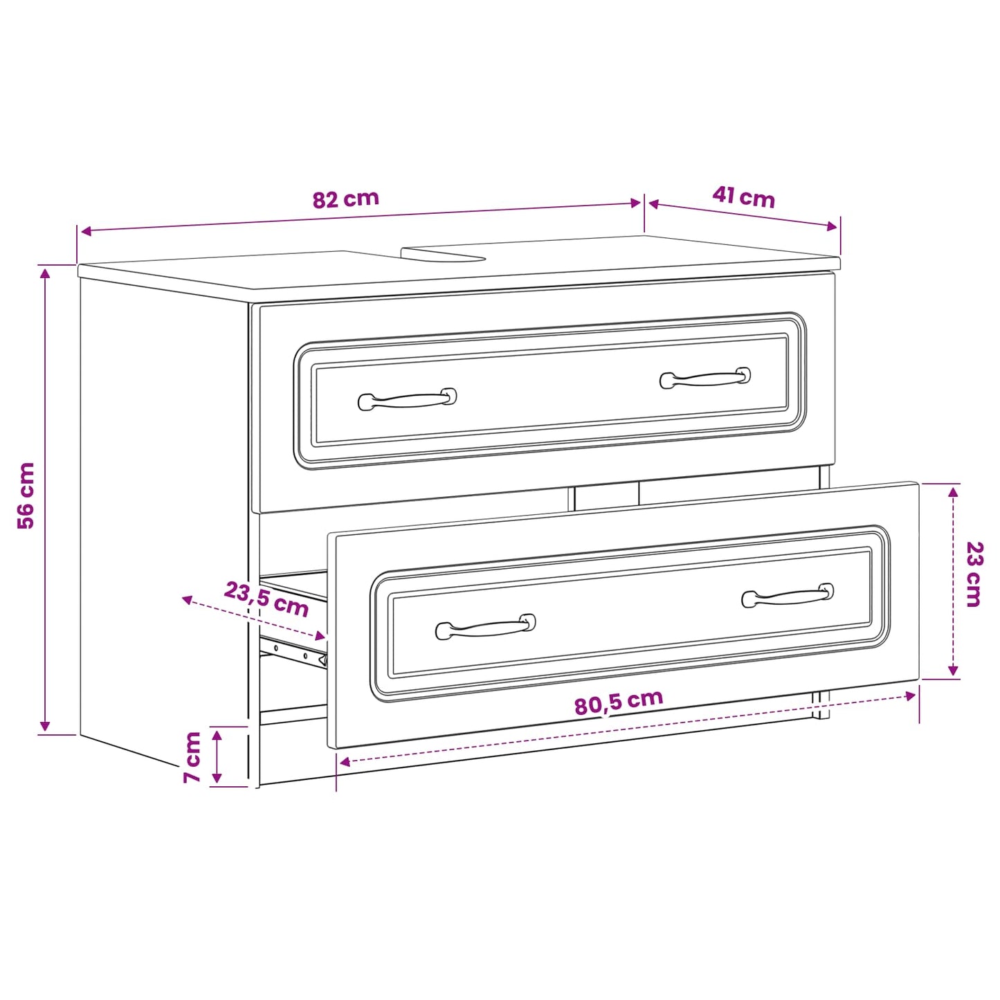 Bathroom Sink Cabinet UTRECHT White 82 x 41x 56 cm