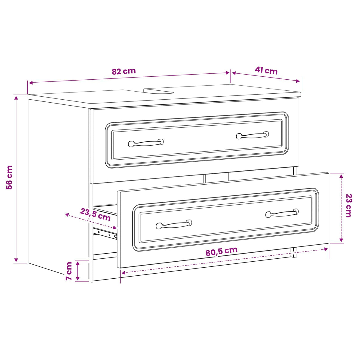 Bathroom Sink Cabinet UTRECHT Smoked Oak 82 x 41x 56 cm