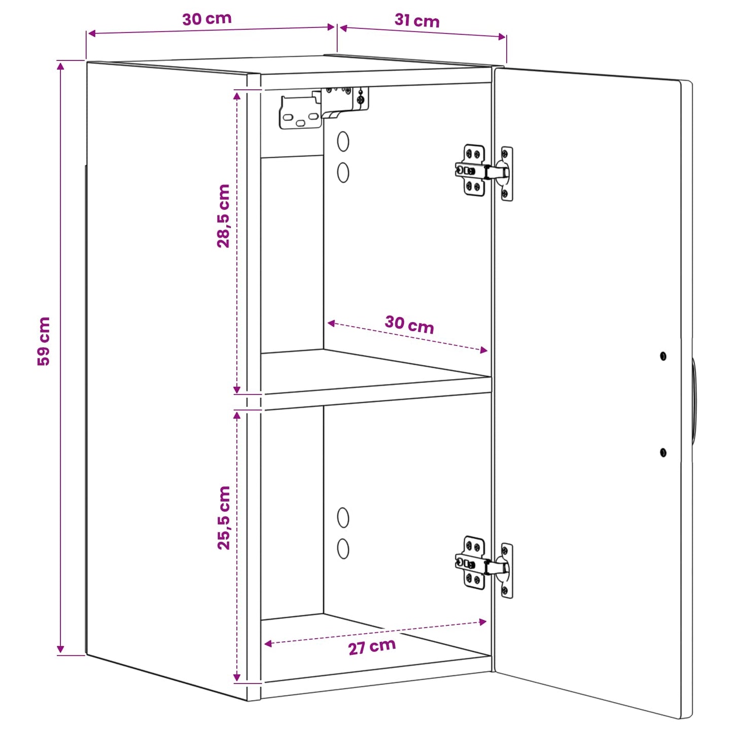 Bathroom Wall Cabinet UTRECHT White 30 x 31 x 59 cm