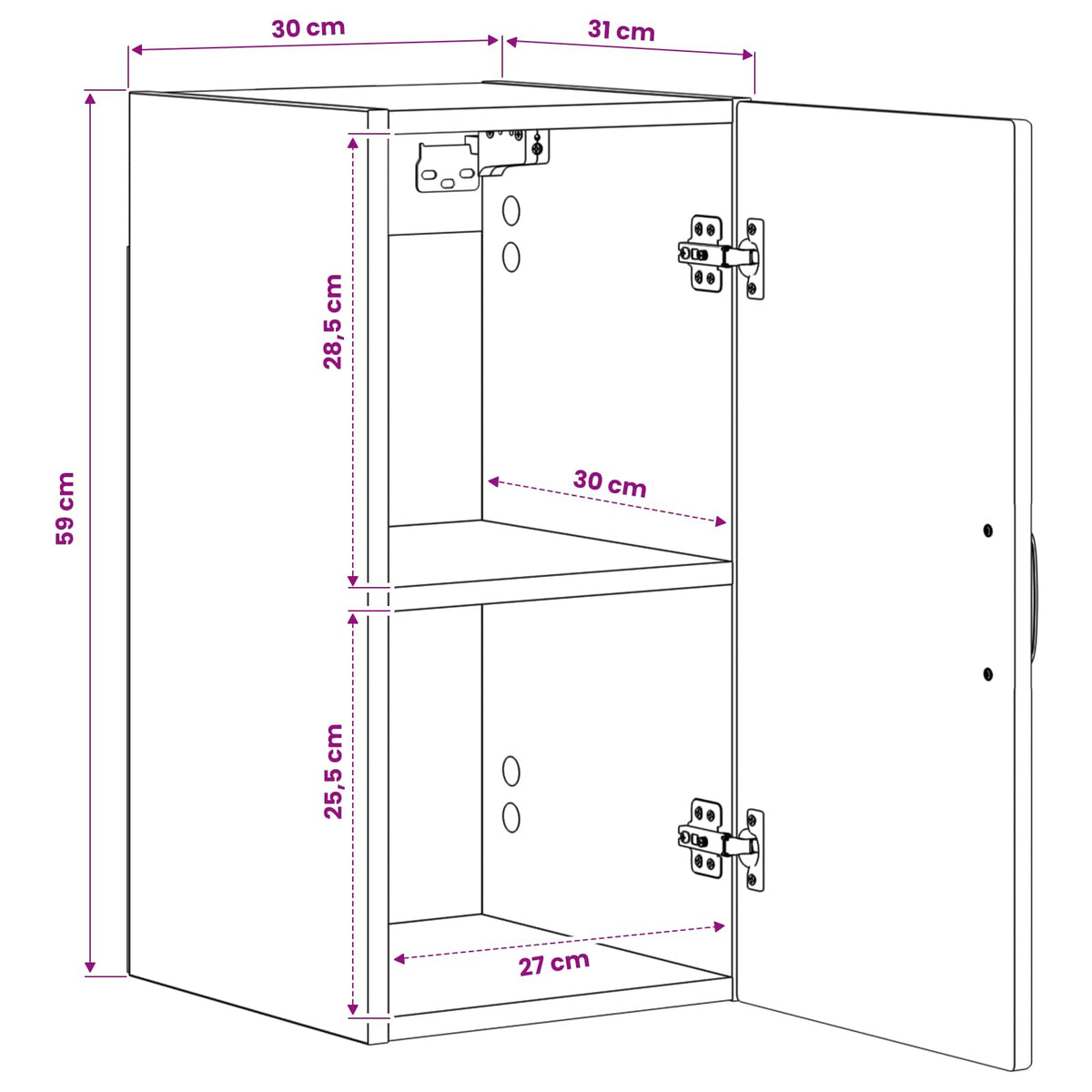 Bathroom Wall Cabinet UTRECHT Old Wood 30 x 31 x 59 cm
