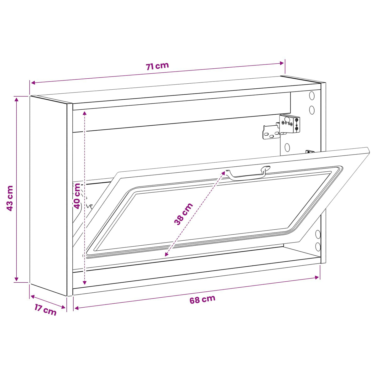 Wall-Mounted Shoe Cabinet UTRECHT 71 x 17 x 43 cm Black