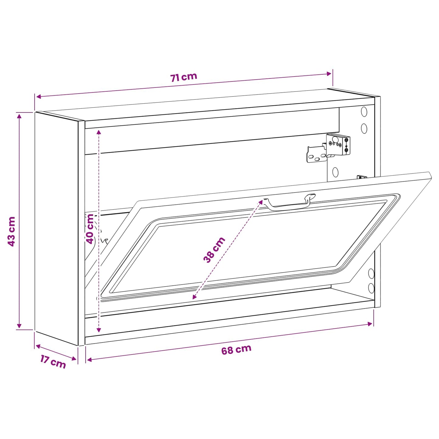 Wall-Mounted Shoe Cabinet UTRECHT 71 x 17 x 43 cm Concrete Grey