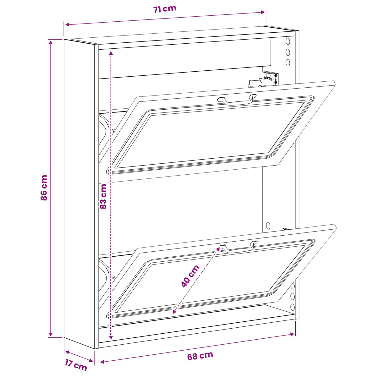 Wall-Mounted Shoe Cabinet UTRECHT 71 x 17 x 86 cm
