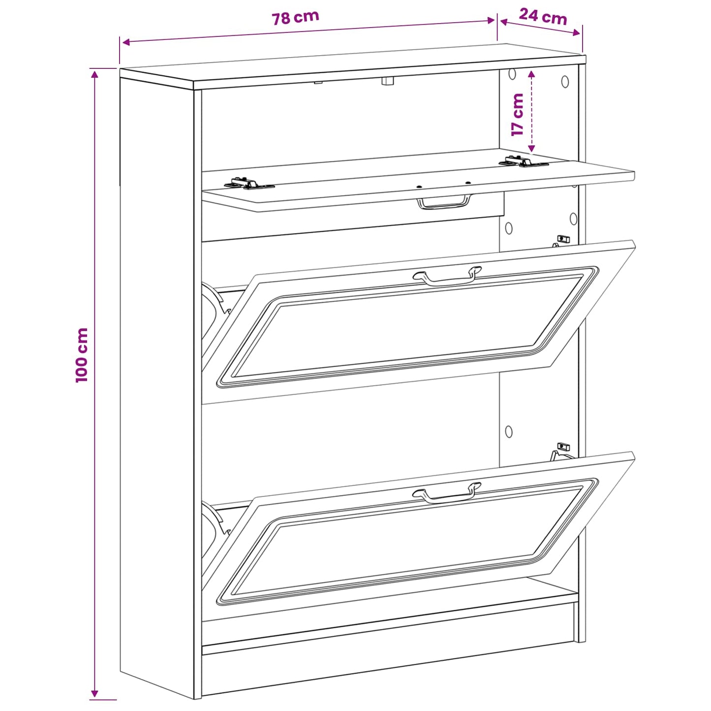 Shoe Cabinet UTRECHT 78 x 24 x 100 cm Engineered Wood Old Wood