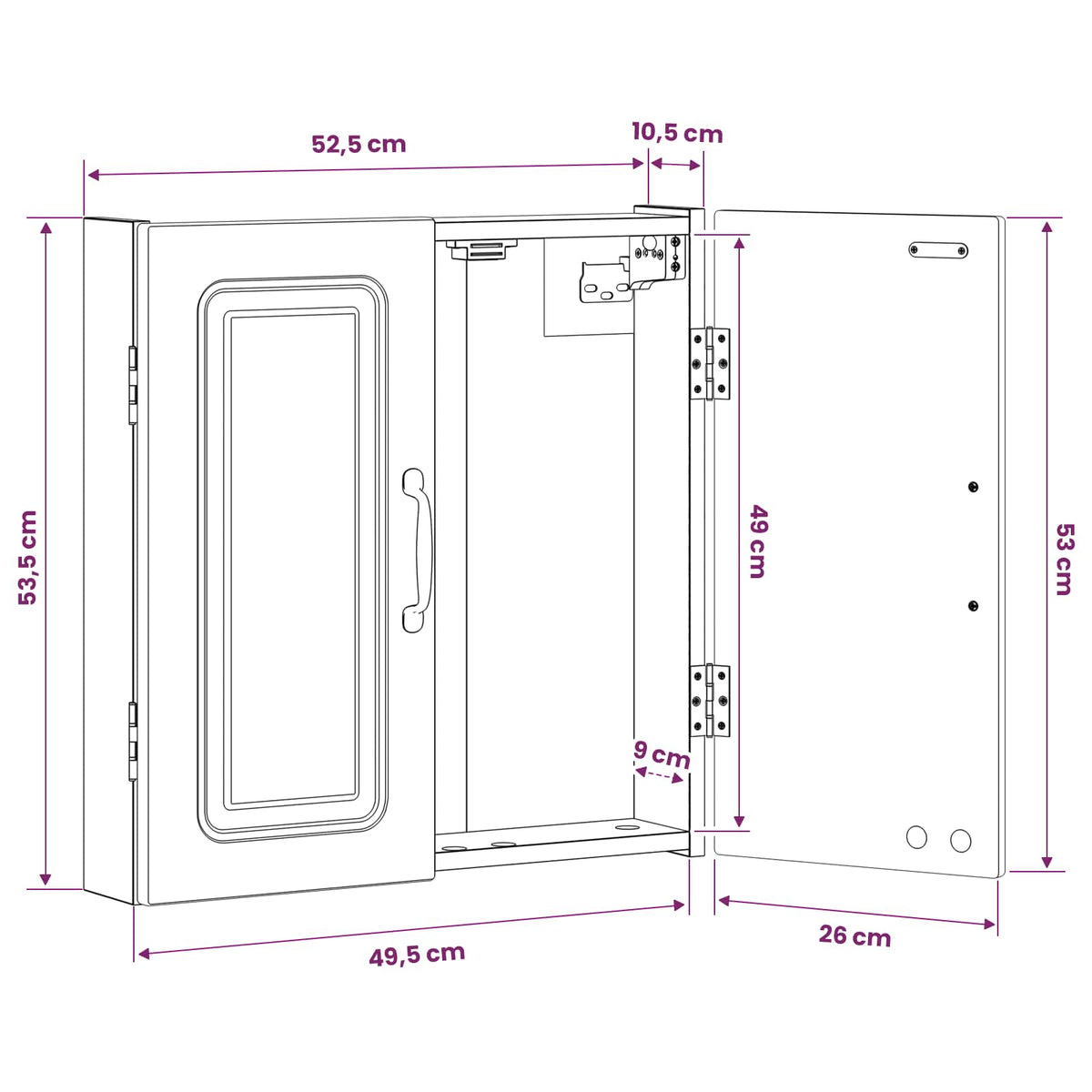 Dartboard Cabinet UTRECHT Black 52.5 x 10.5 x 53.5 cm