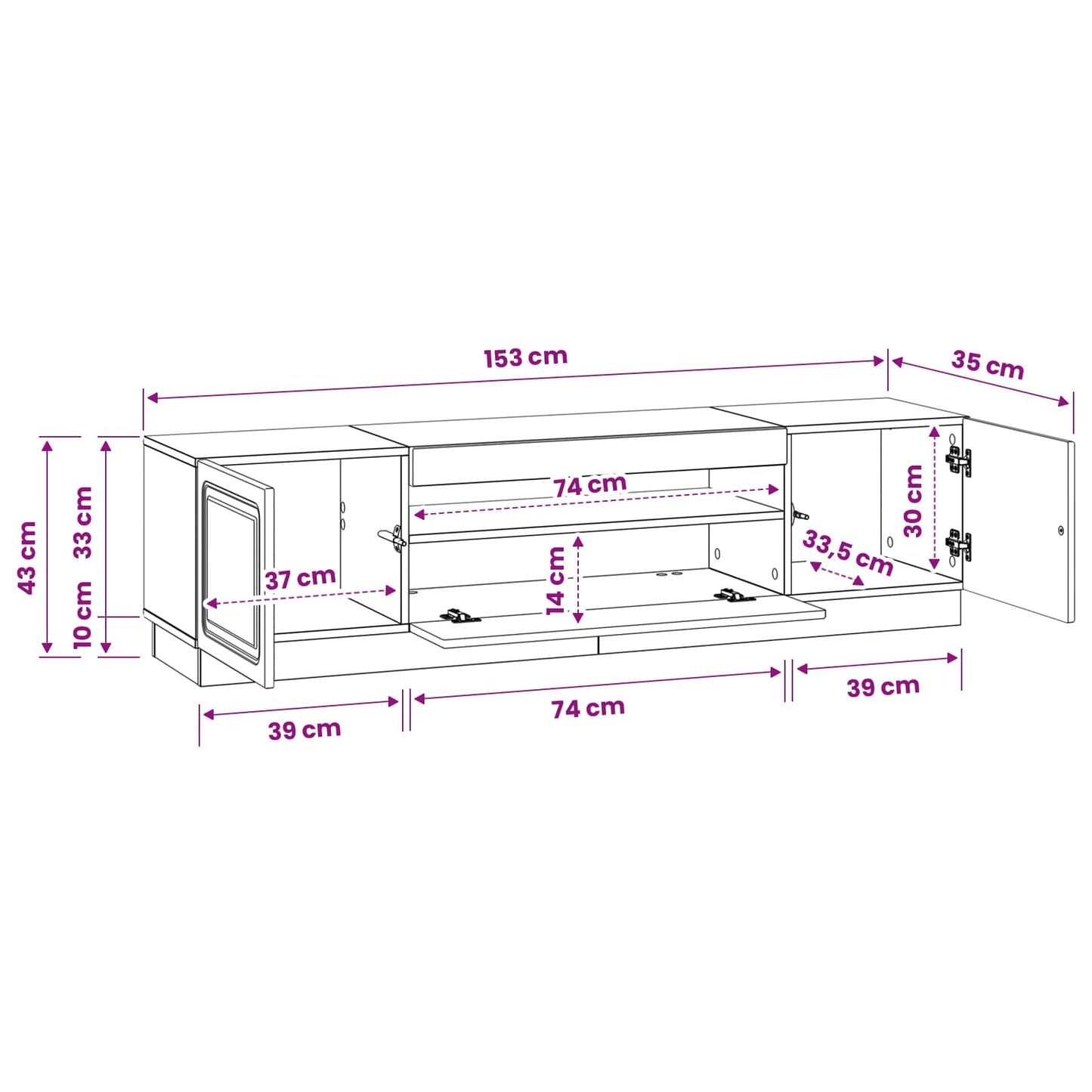 LED TV Cabinet Black Engineered Wood