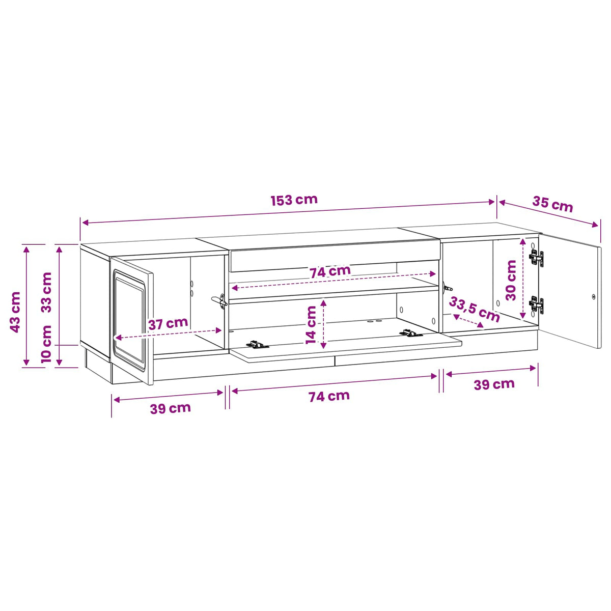 LED TV Cabinet Old Wood Engineered Wood