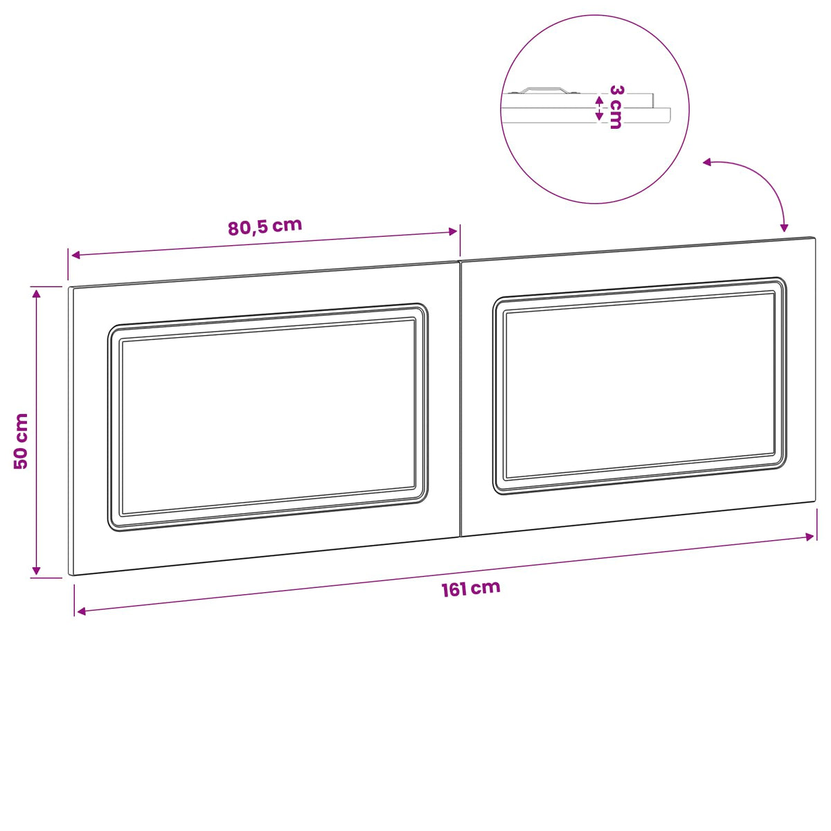 Wall-Mounted Headboard UTRECHT Black Engineered Wood