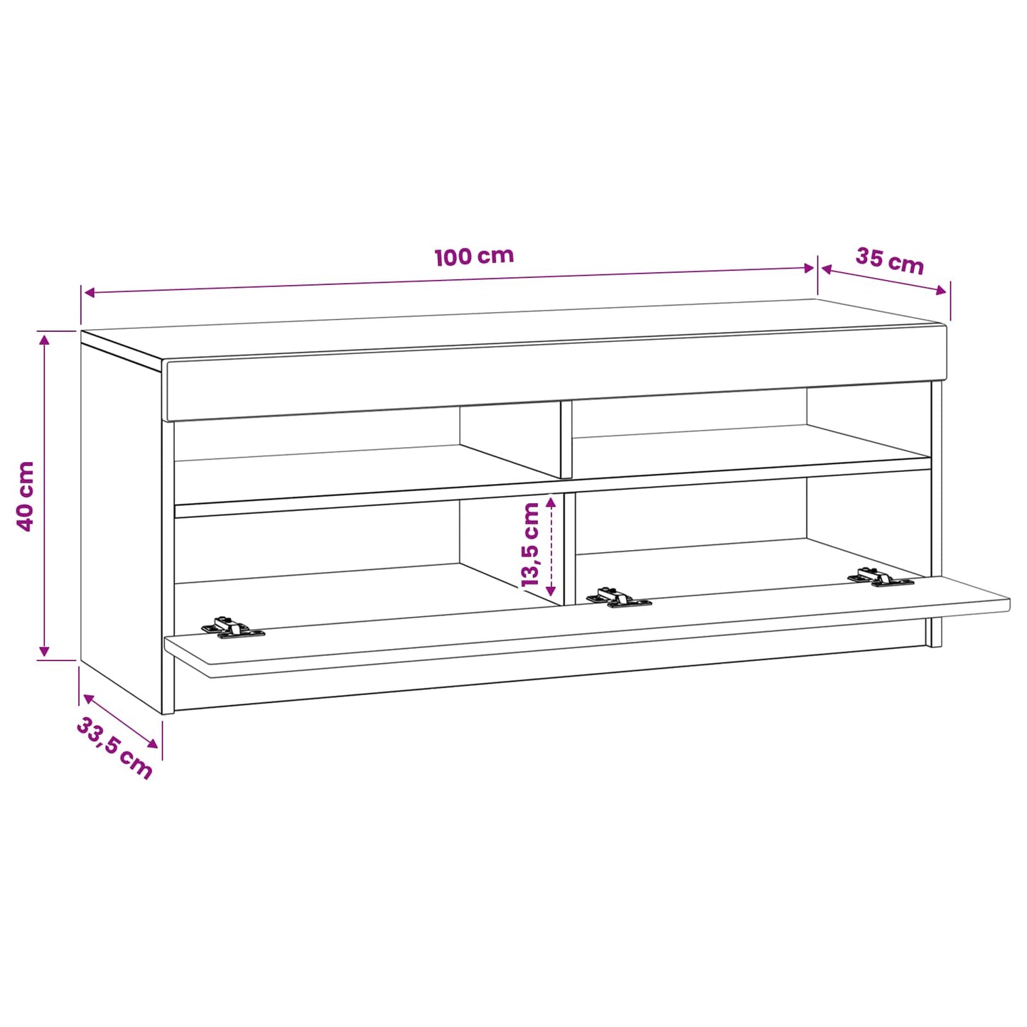 LED TV Cabinet High Gloss White Engineered Wood