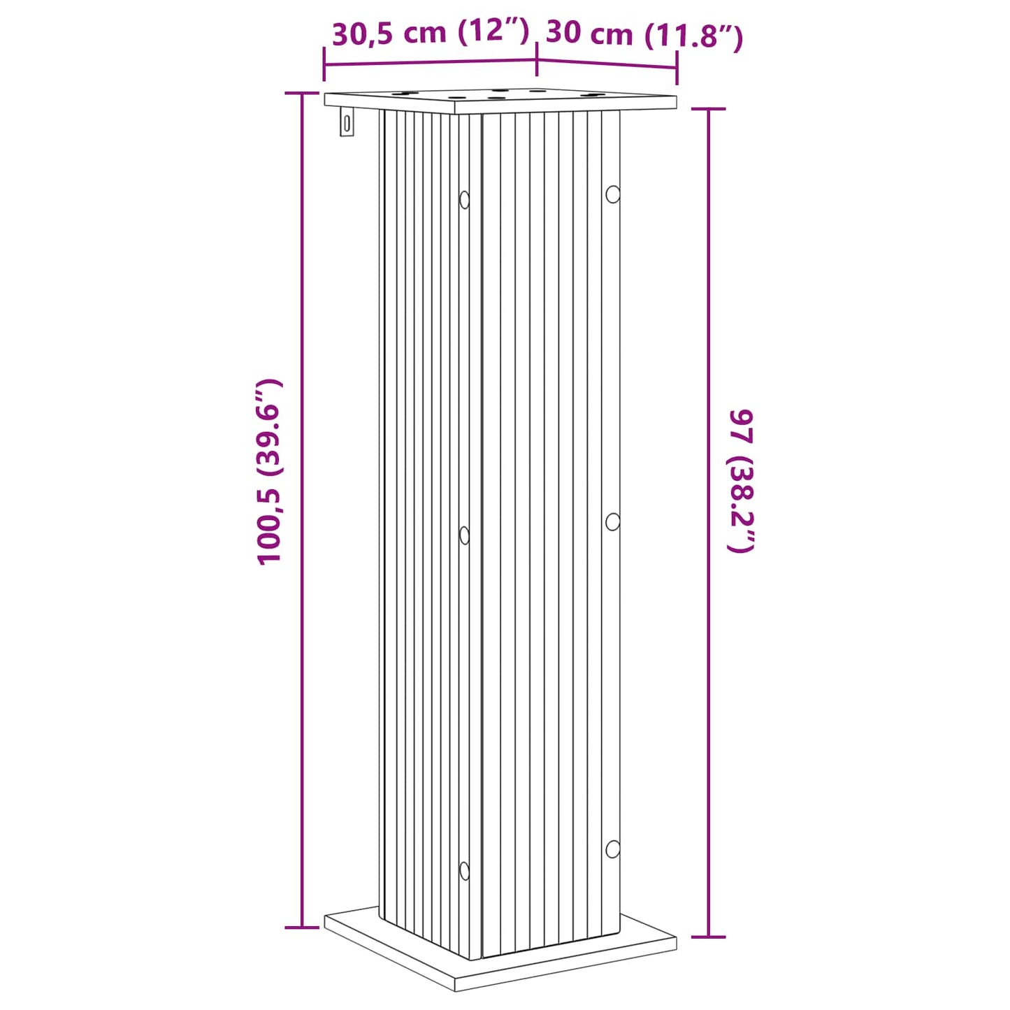 Plant Stand Black 30.5 x 30 x 100.5 cm Engineered Wood