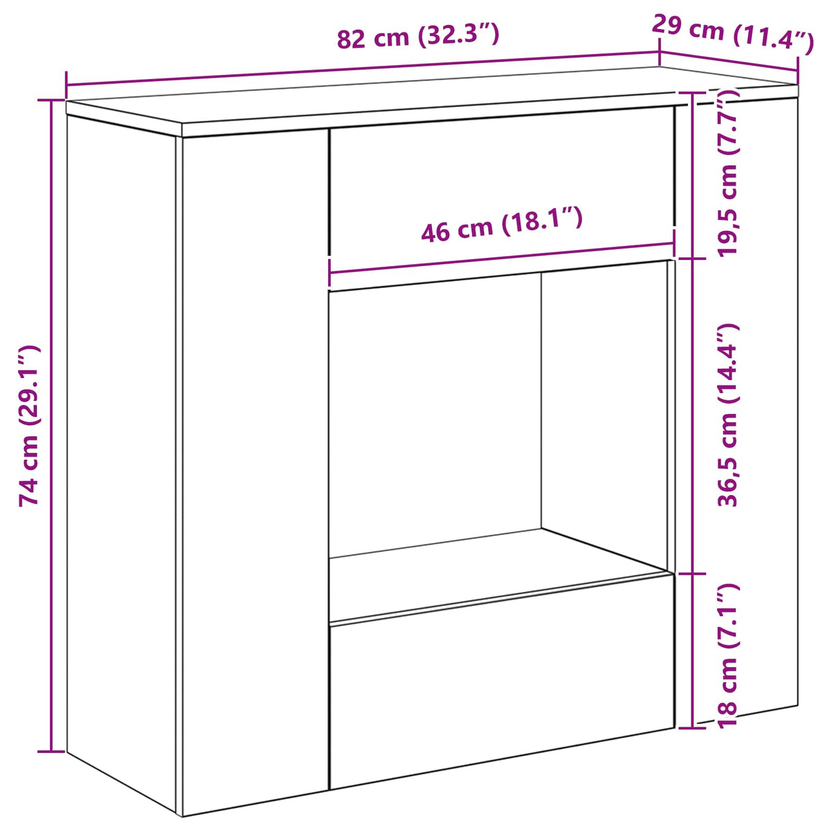 82 x 29 x 74 cm