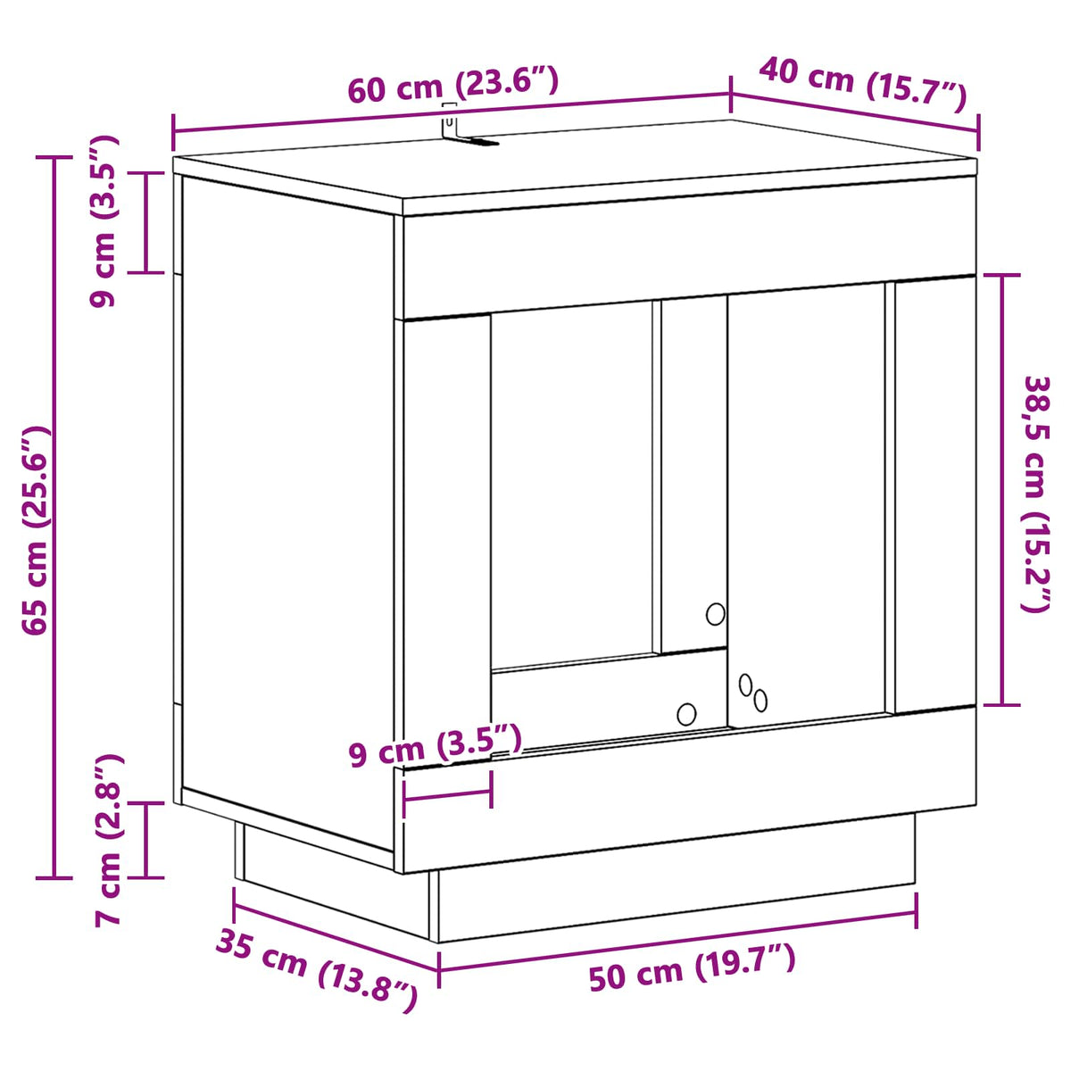 Side Table Concrete Grey 60 x 40 x 65 cm Engineered Wood
