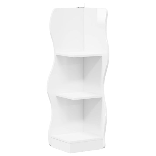 Corner Shelf High Gloss White 34 x 33 x 102 cm Engineered Wood Corner Shelf High Gloss White 34 x 33 x 102 cm Engineered Wood