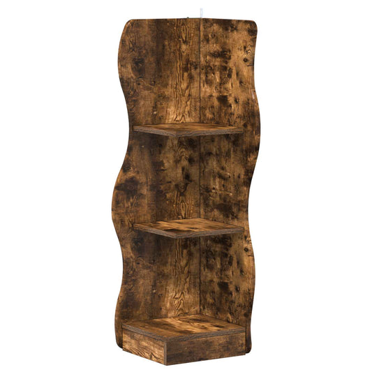 Corner Shelf Smoked Oak 34 x 33 x 102 cm Engineered Wood Corner Shelf Smoked Oak 34 x 33 x 102 cm Engineered Wood