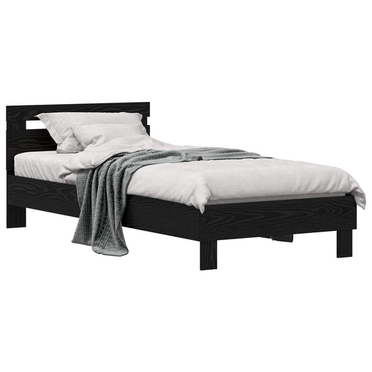 Bed Frame Black Oak 98.5 x 200 cm Engineered Wood Bed Frame Black Oak 98.5 x 200 cm Engineered Wood