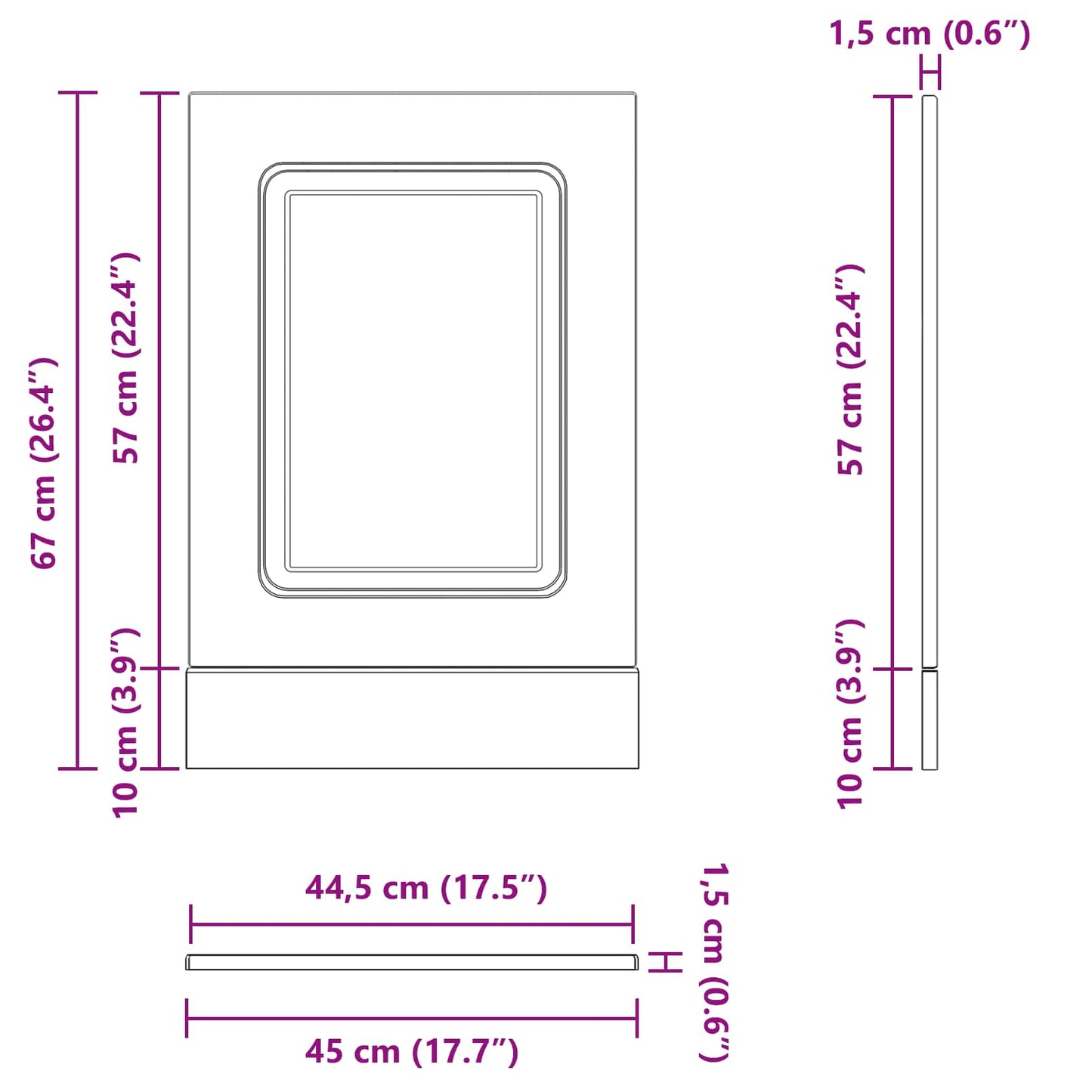 Kitchen Cabinet Kalmar Black Oak 45 x 1.5 x 67 cm
