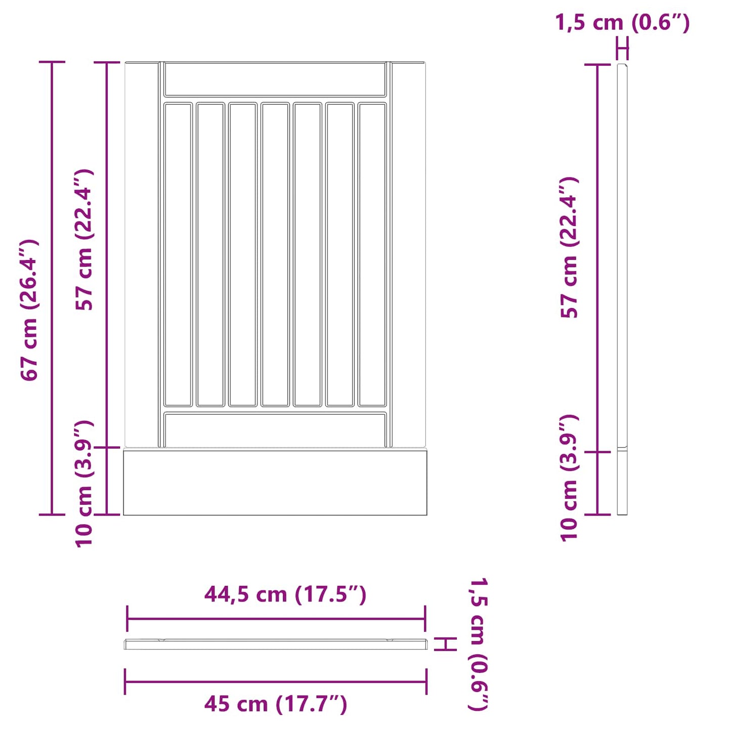 Dishwasher Panel LUCCA Black Oak 45 x 1.5 x 57 cm