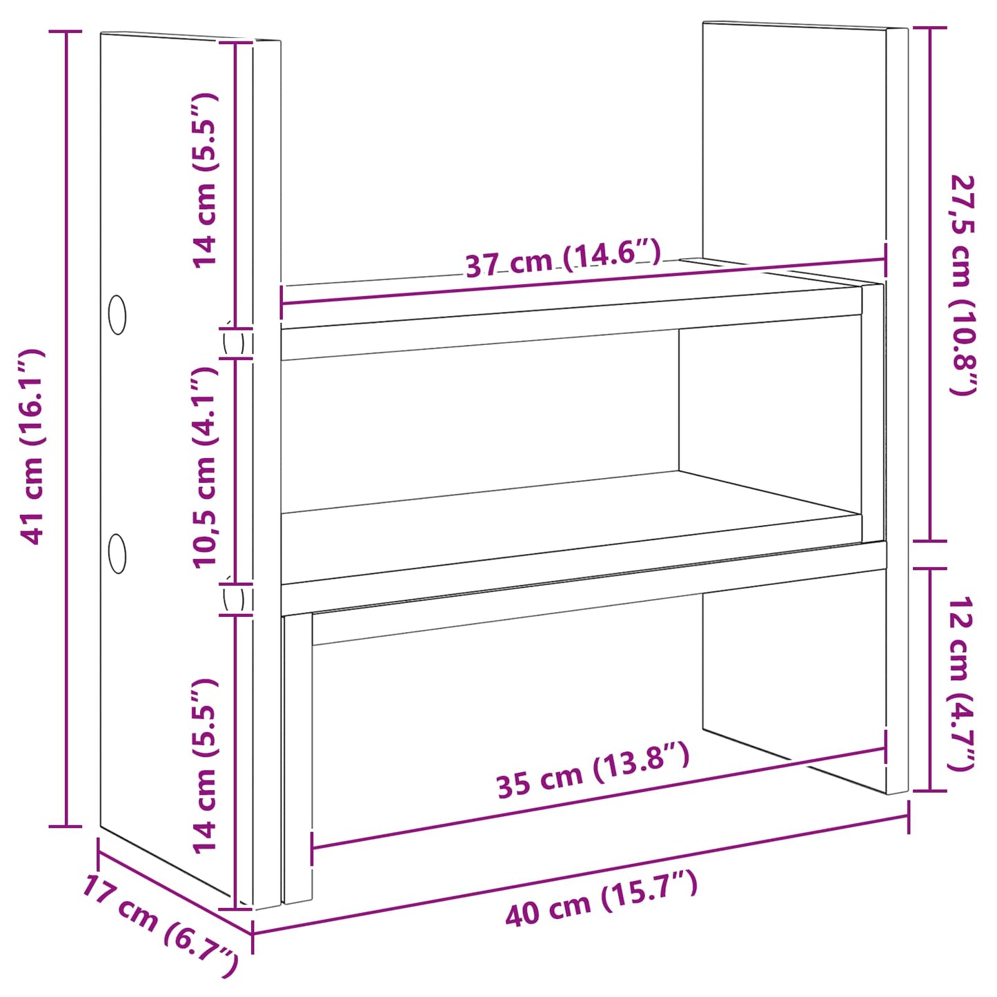 Monitor Desk Stand Black Oak 40 x 17x 41 cm Engineered Wood