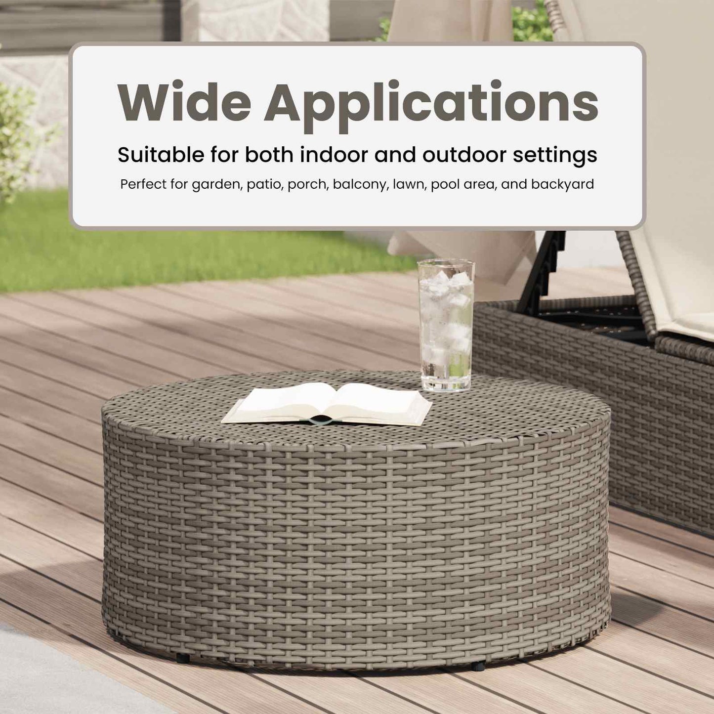 Outdoor Coffee Table Grey Ø 68 x 30 cm Poly Rattan