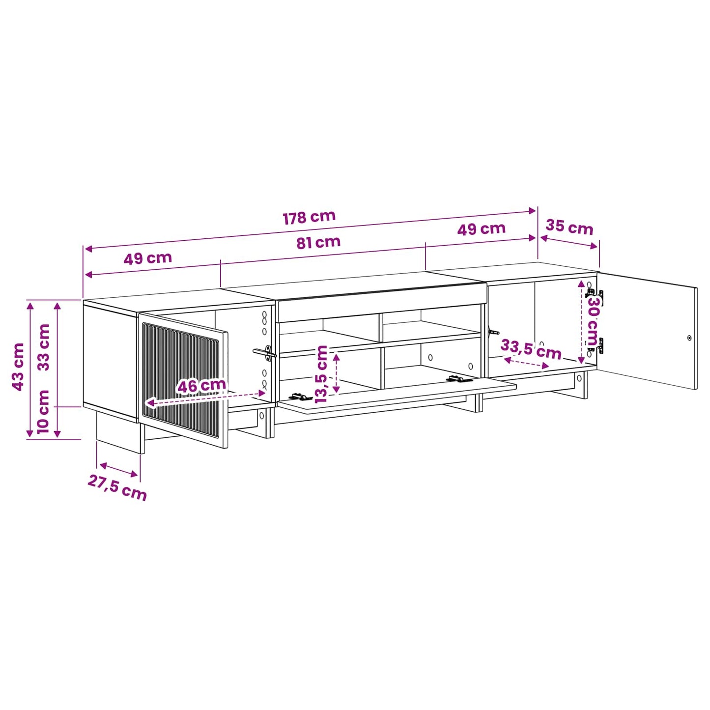 5 Piece LED TV Cabinet High Gloss White Engineered Wood