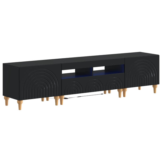 3 Piece LED TV Cabinet Black Engineered Wood 3 Piece LED TV Cabinet Black Engineered Wood