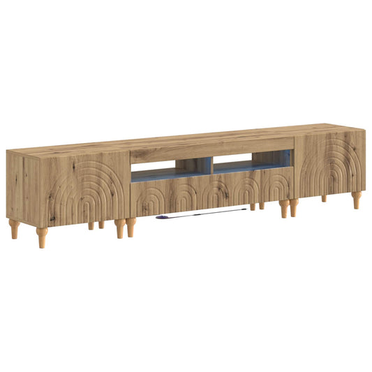 3 Piece LED TV Cabinet Artisan Oak Engineered Wood 3 Piece LED TV Cabinet Artisan Oak Engineered Wood