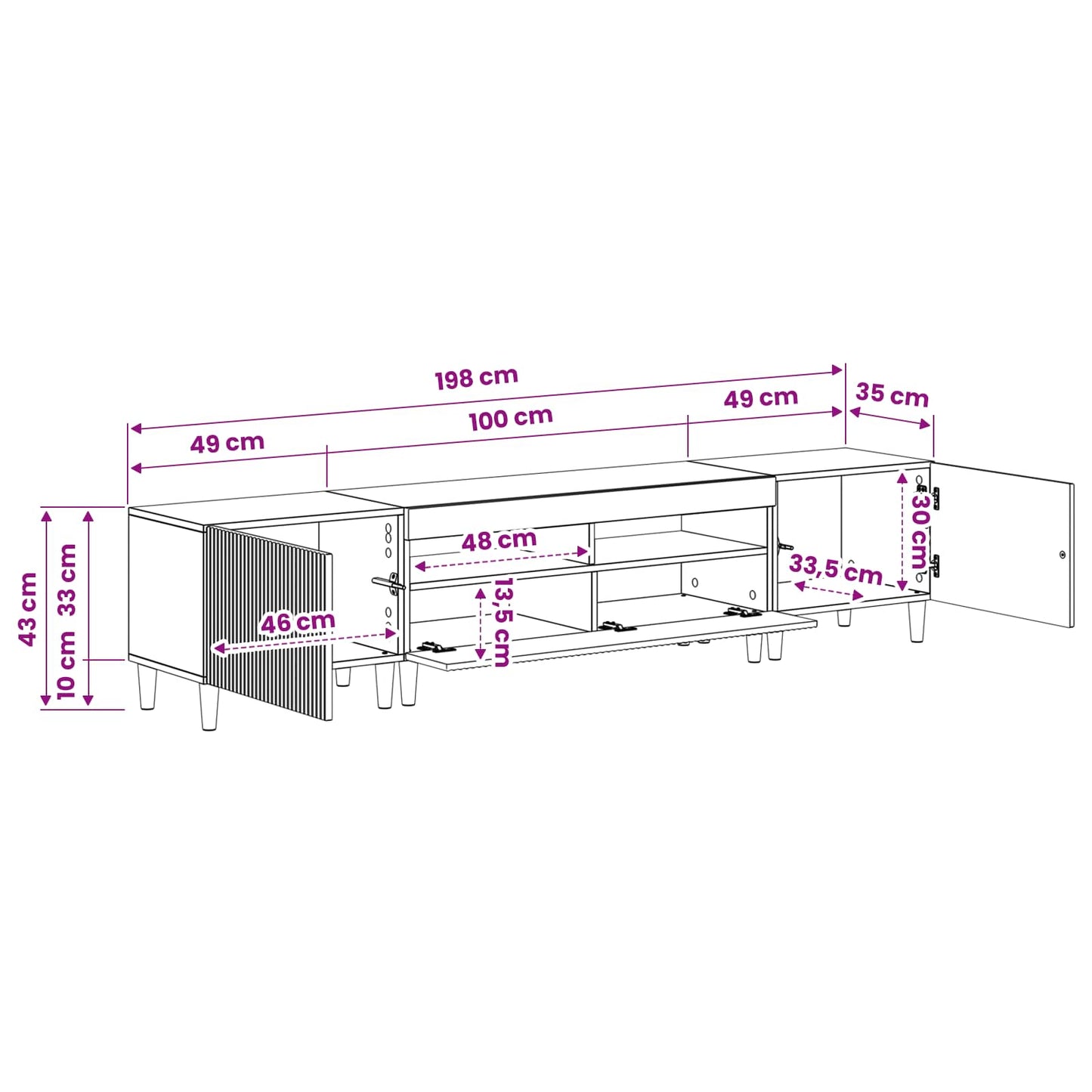 5 Piece LED TV Cabinet ARNHEM Black Engineered Wood
